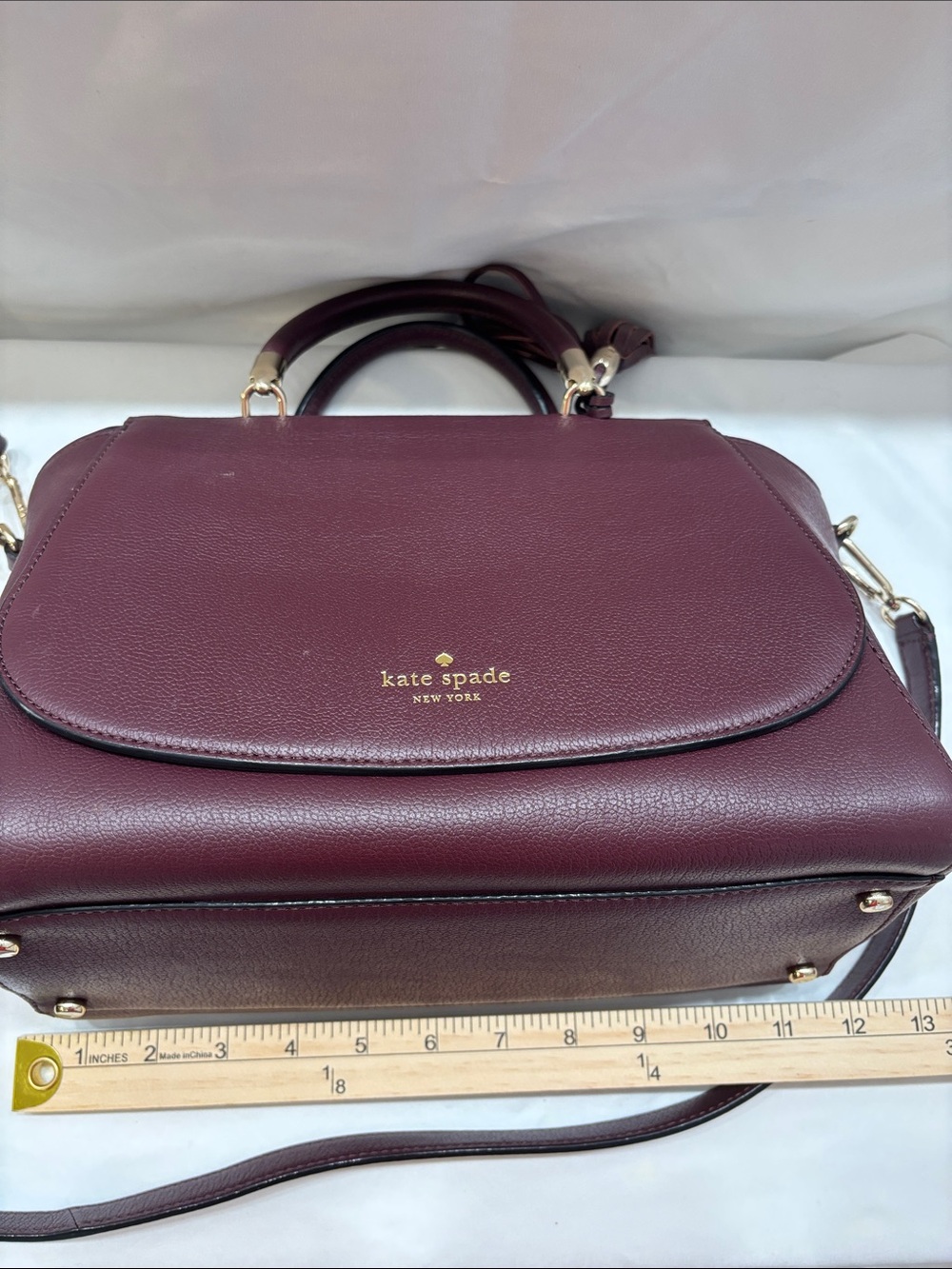 kate spade Burgundy Leather Tassel Satchel with Gold Hardware - Picture 9 of 11